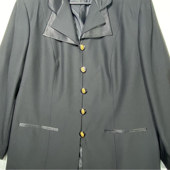 VTG Executive Collection Black Blazer Women's 18W Gold Tone Button Satin Collar - Picture 3 of 15